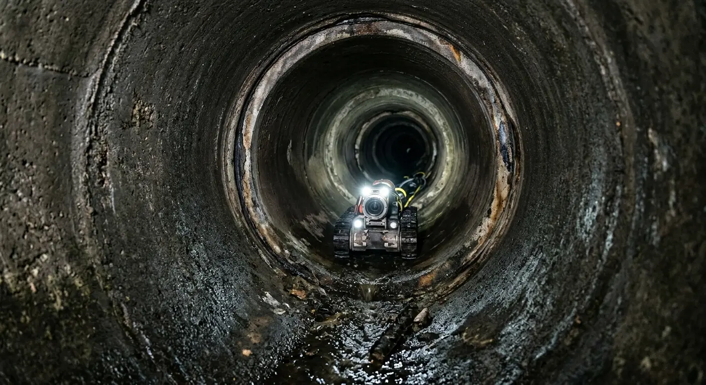 Robotic sewer camera inspecting pipe interior for Sewer Line Repair in McKenzie